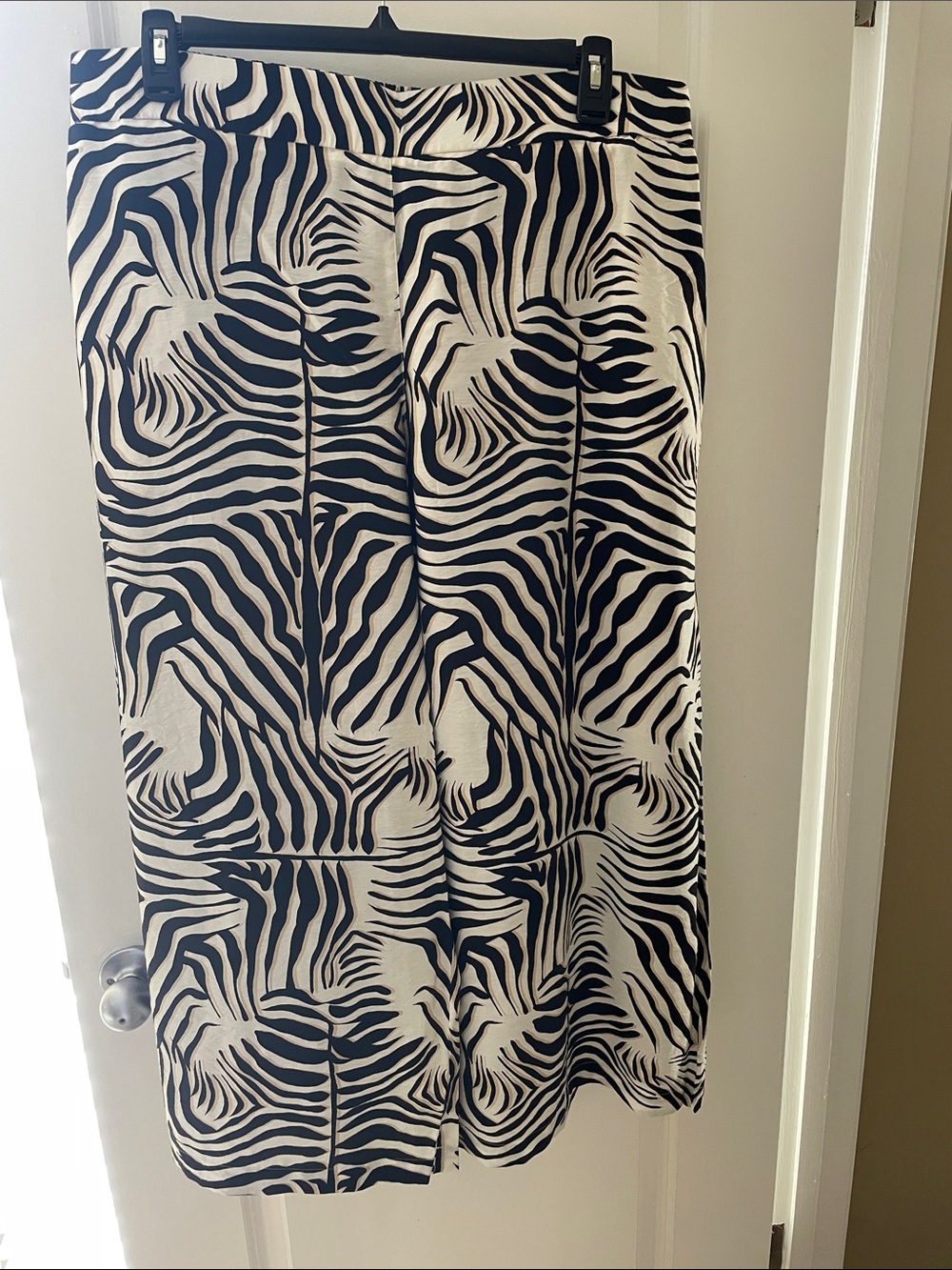 Lane Bryant Black and White Wide Leg Pants with Zebra Print